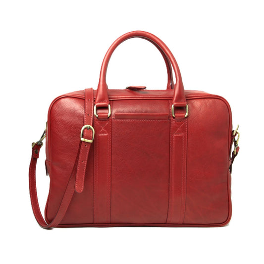 Soft Calfskin Leather Briefcase - Red