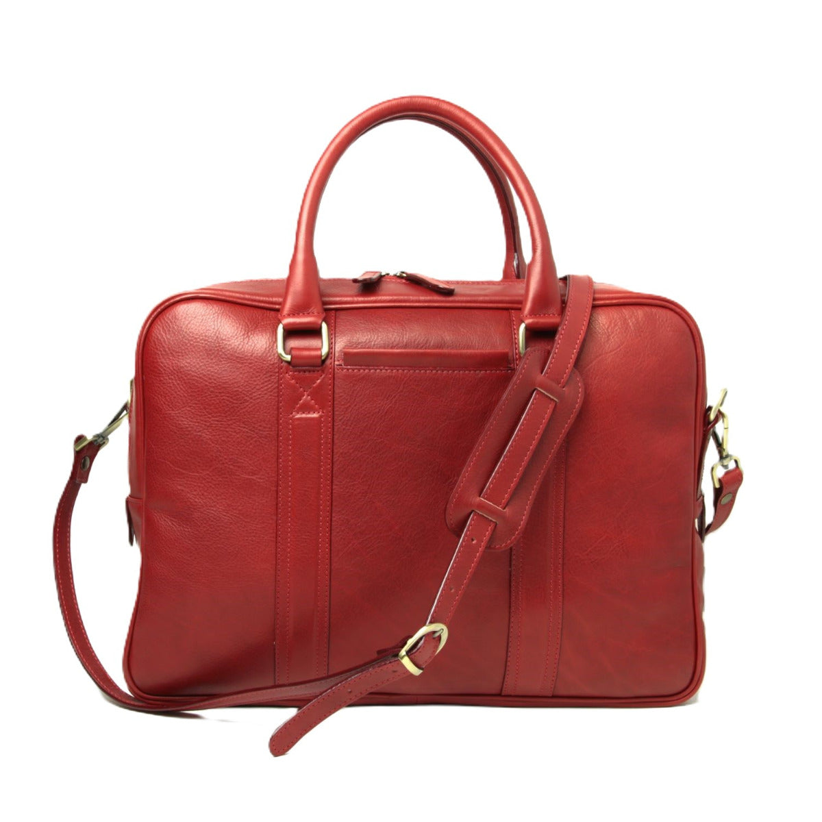Soft Calfskin Leather Briefcase - Red