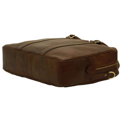 Soft Calfskin Leather Briefcase - Dark Brown