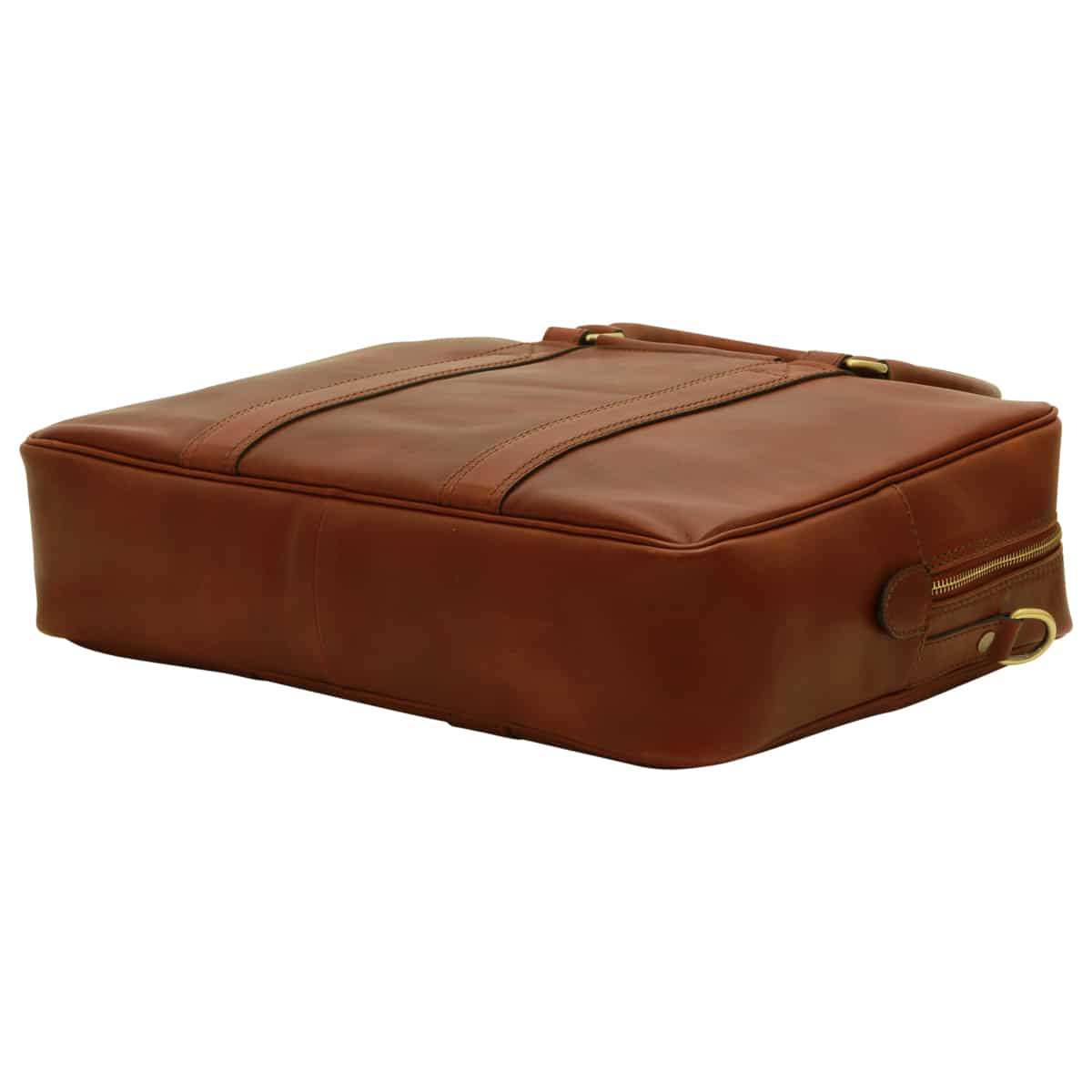 Soft Calfskin Leather Briefcase - Brown