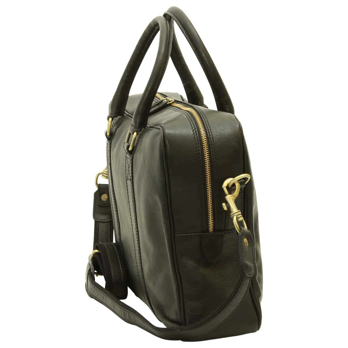 Soft Calfskin Leather Briefcase - Black