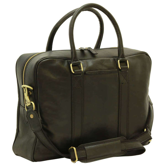 Soft Calfskin Leather Briefcase - Black
