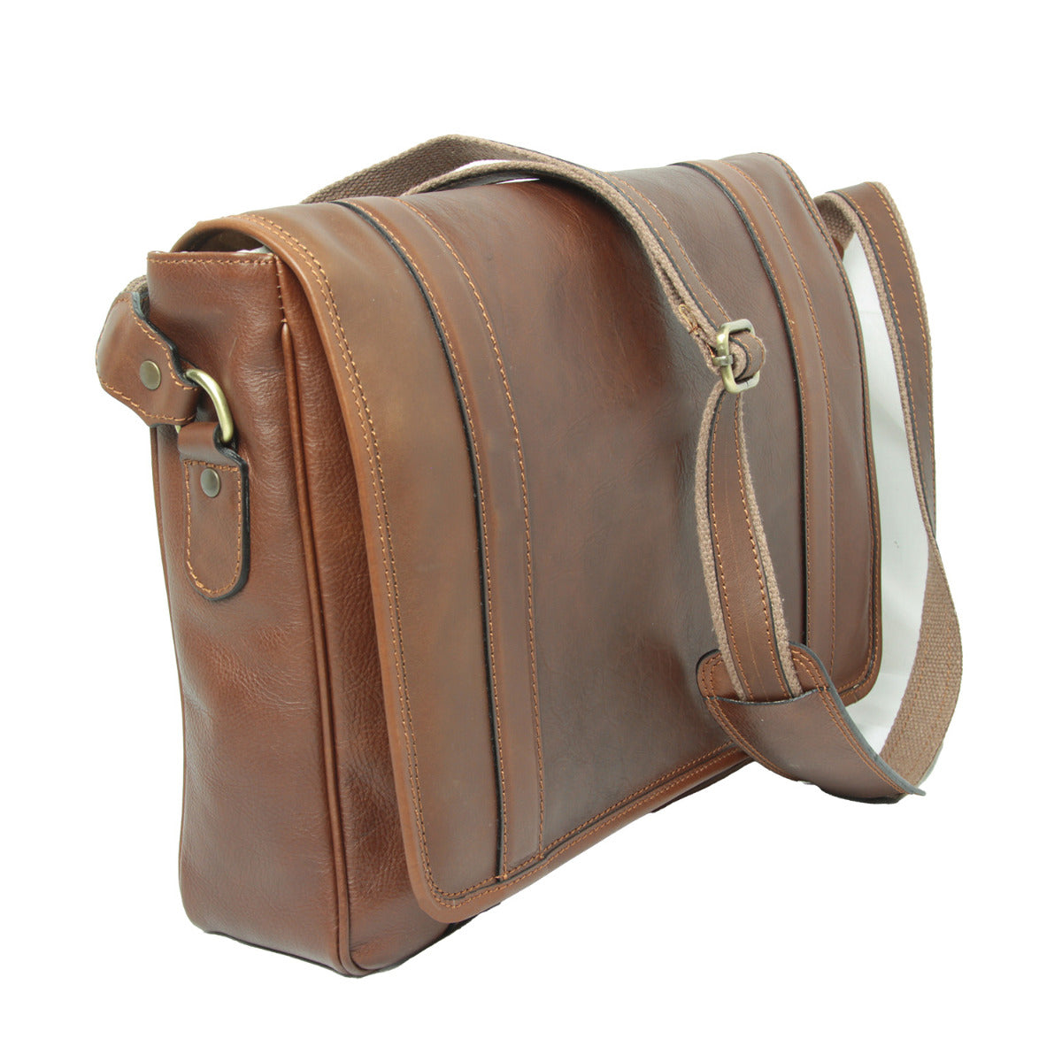 Soft Calfskin Leather Messenger Bag - Chestnut