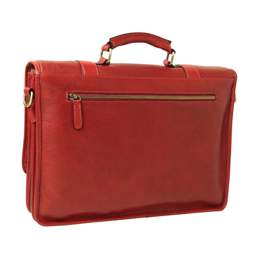 Calfskin Leather Briefcase-Red