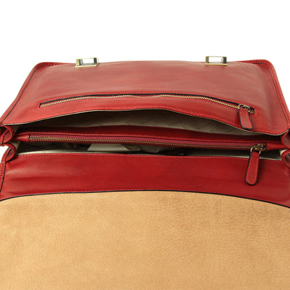 Calfskin Leather Briefcase-Red