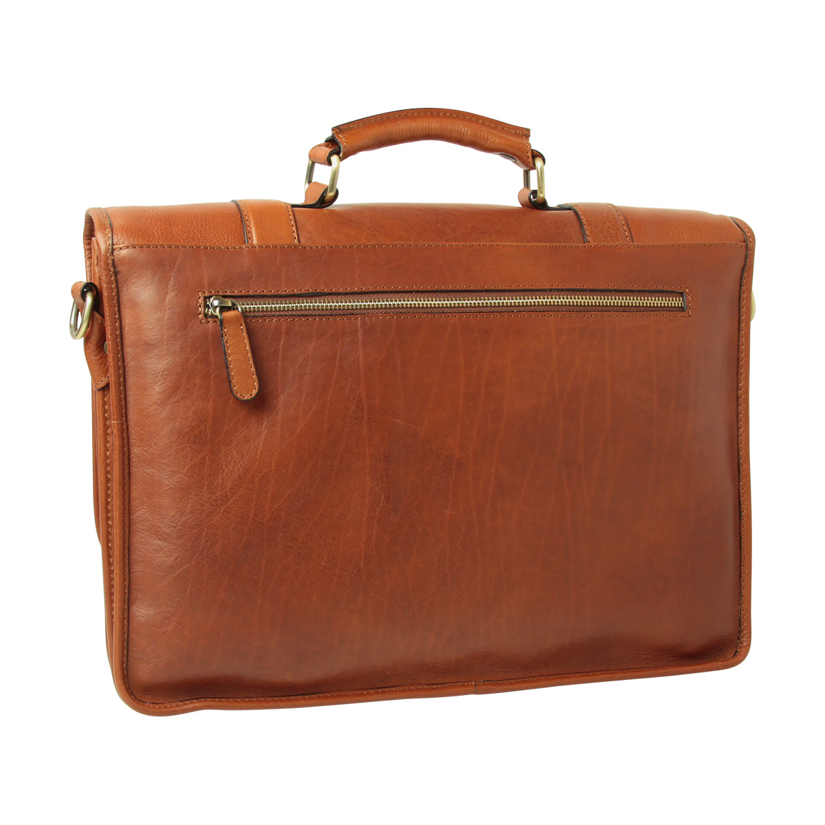 Calfskin Leather Briefcase-Teak