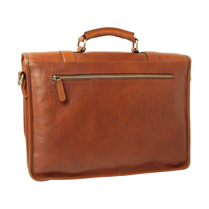 Calfskin Leather Briefcase-Teak