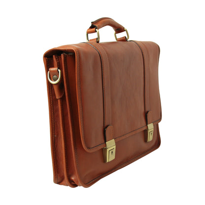 Calfskin Leather Briefcase-Teak