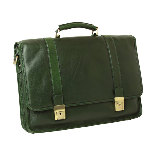 Calfskin Leather Briefcase-Green