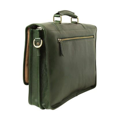 Calfskin Leather Briefcase-Green