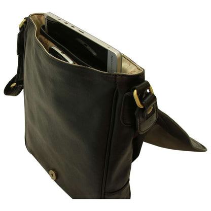 Soft Calfskin Leather Satchel Bag - Black