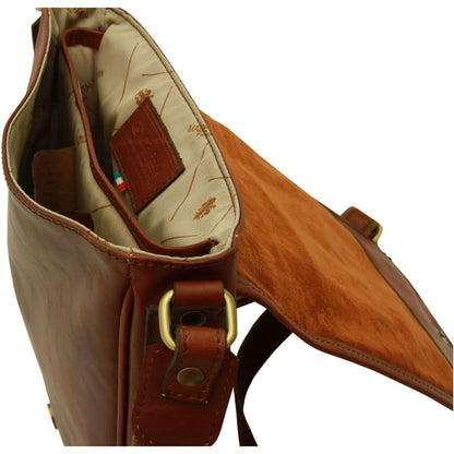 Soft Calfskin Leather Satchel Bag - Brown