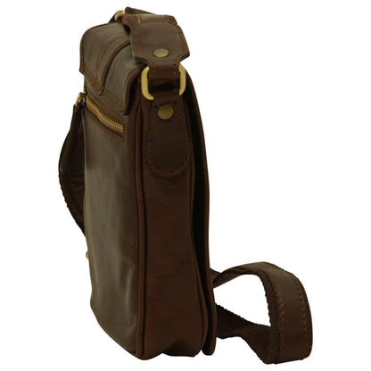 Soft Calfskin Leather Satchel Bag - Dark Brown