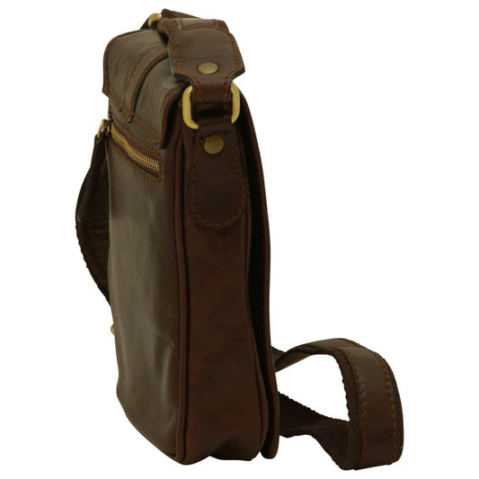 Soft Calfskin Leather Satchel Bag - Dark Brown