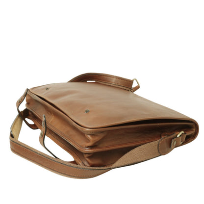 Calfskin Leather Messenger Bag-Chestnut