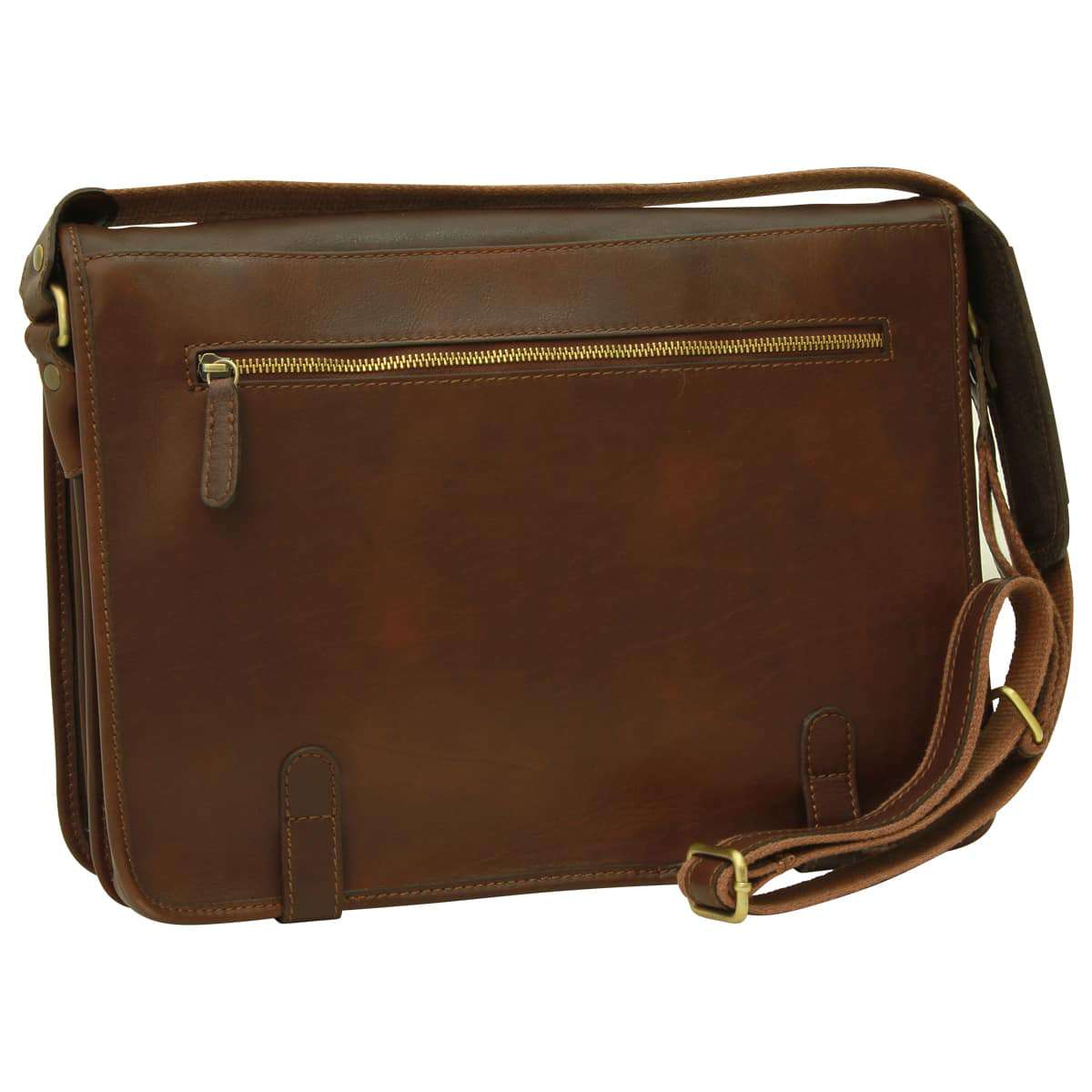 Calfskin Nappa Messenger Bag - Dark Brown