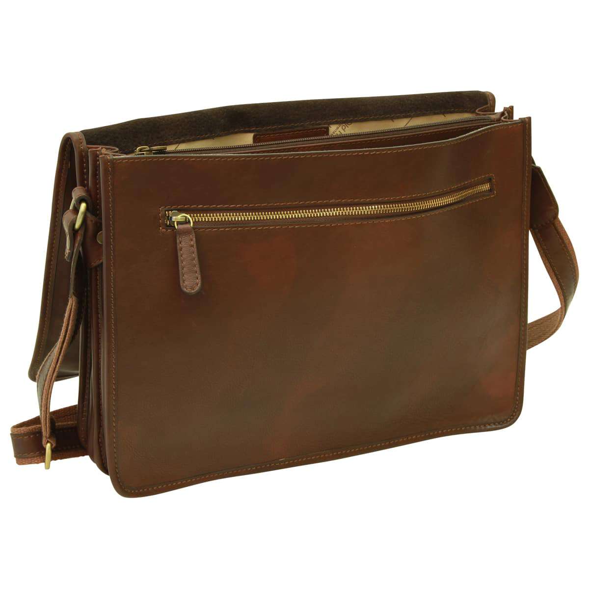 Calfskin Nappa Messenger Bag - Dark Brown