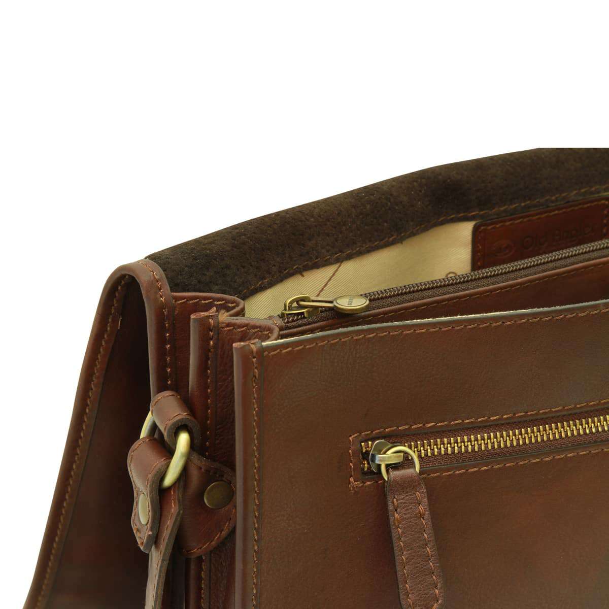 Calfskin Nappa Messenger Bag - Dark Brown