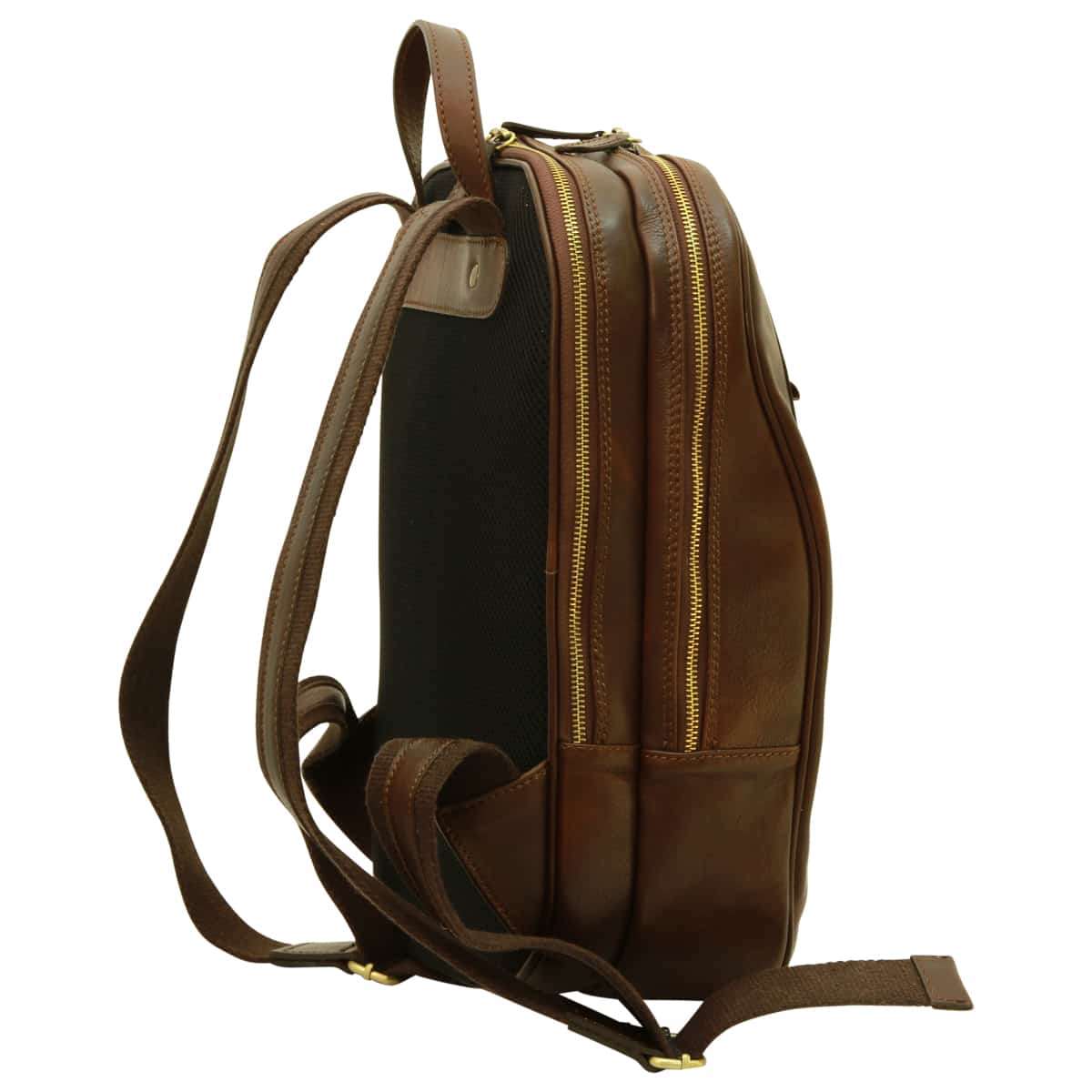 Soft Calfskin Leather Laptop Backpack - Dark Brown