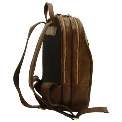 Soft Calfskin Leather Laptop Backpack - Dark Brown