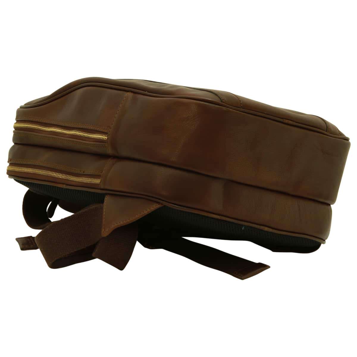 Soft Calfskin Leather Laptop Backpack - Dark Brown