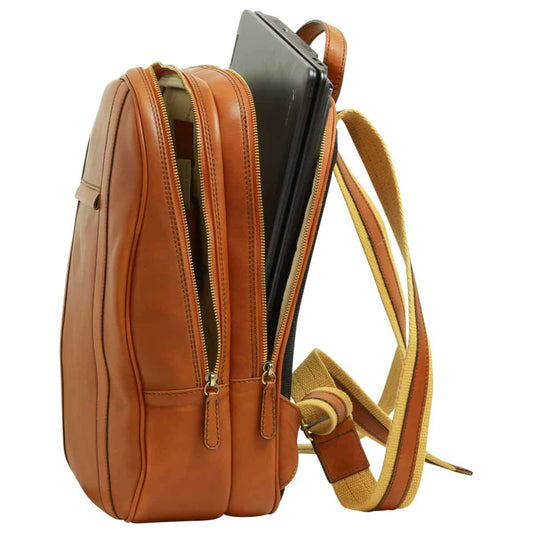 Soft Calfskin Leather Laptop Backpack - Gold