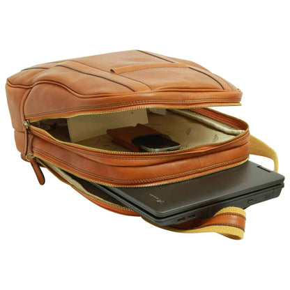 Soft Calfskin Leather Laptop Backpack - Gold