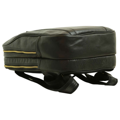 Soft Calfskin Leather Laptop Backpack - Black