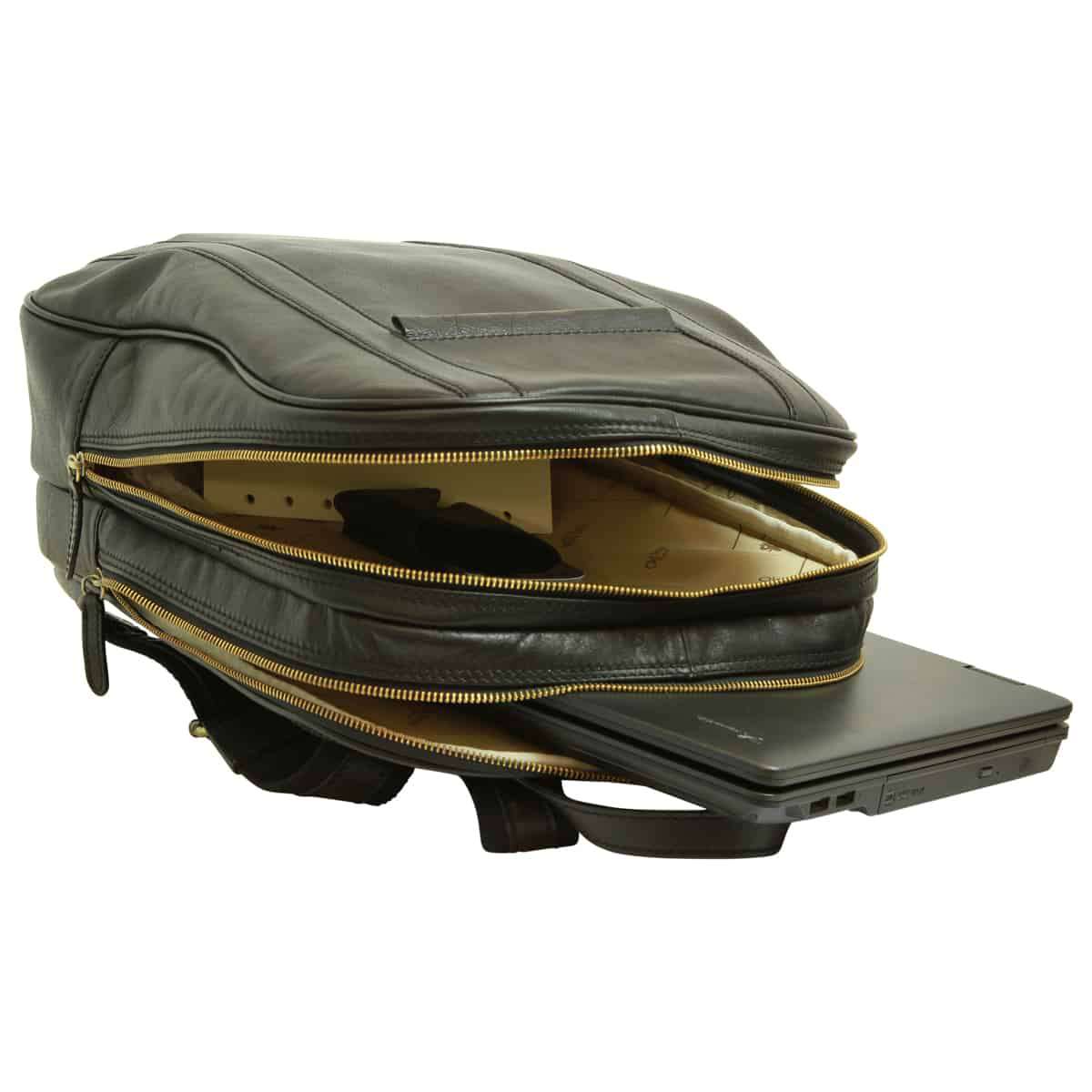 Soft Calfskin Leather Laptop Backpack - Black