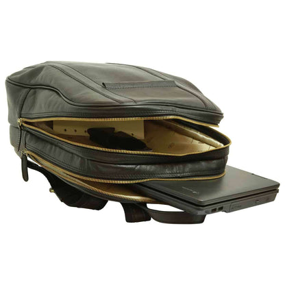 Soft Calfskin Leather Laptop Backpack - Black