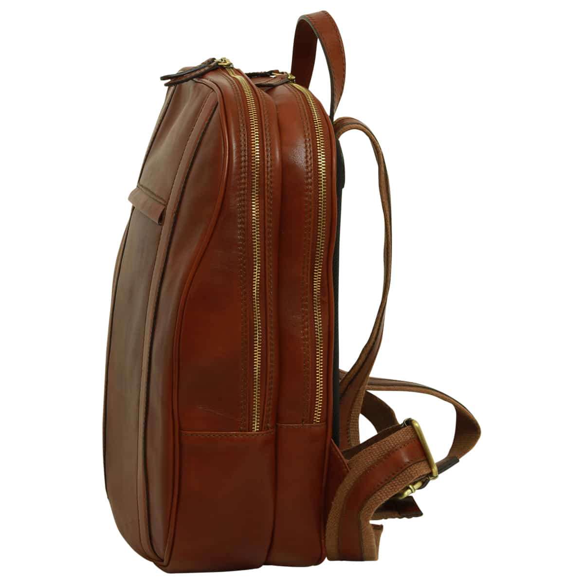 Soft Calfskin Leather Laptop Backpack - Brown