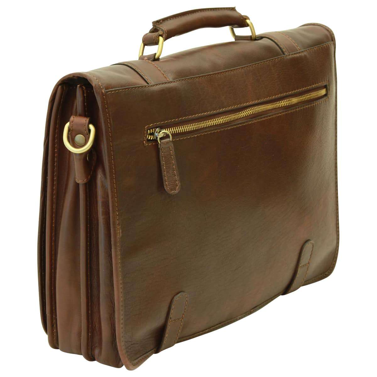 Calfskin Nappa Leather Briefcase - Dark Brown