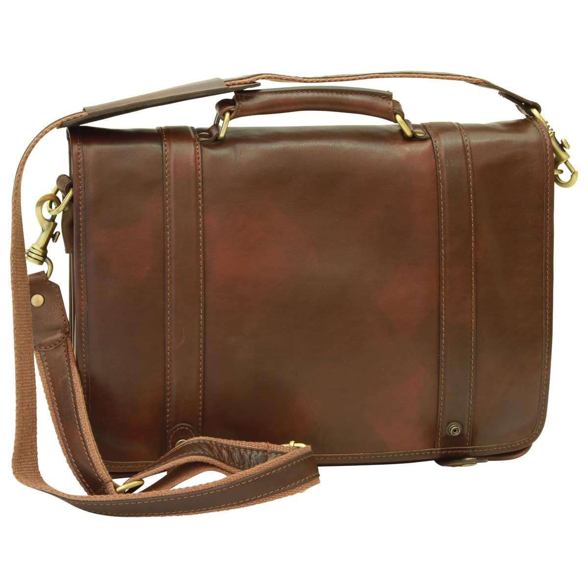 Calfskin Nappa Leather Briefcase - Dark Brown