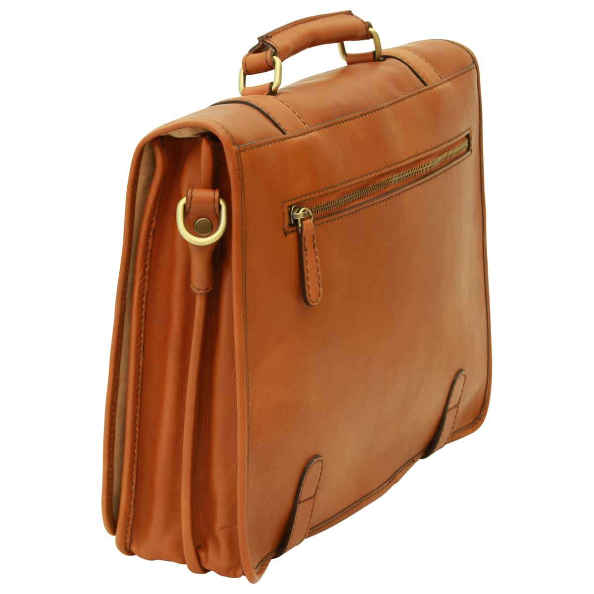 Calfskin Nappa Leather Briefcase - Gold