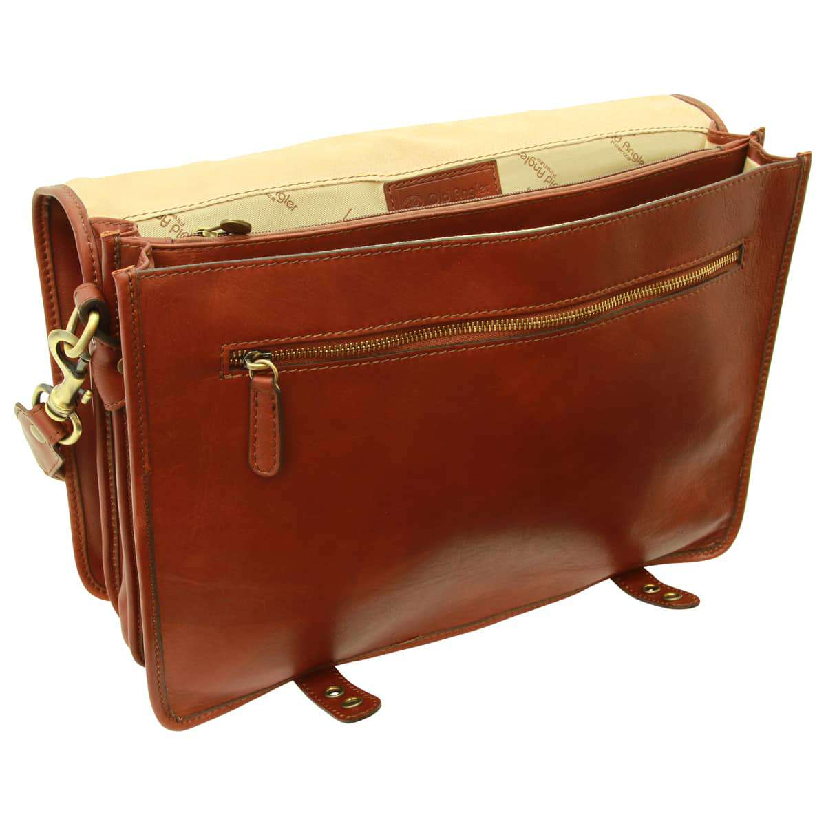 Calfskin Nappa Leather Briefcase - Brown