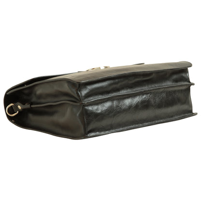 Leather Laptop Briefcase - Black