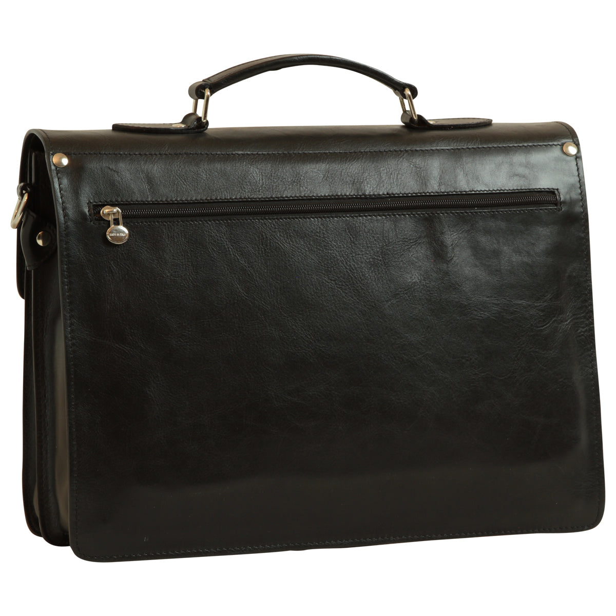 Leather Laptop Briefcase - Black