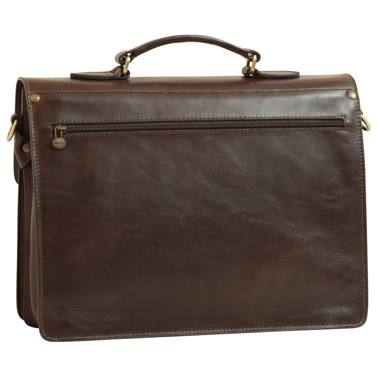 Leather Laptop Briefcase - Dark Brown