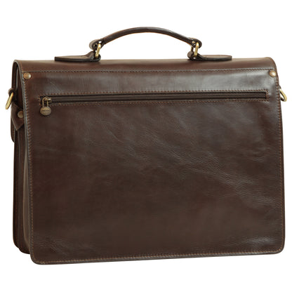 Leather Laptop Briefcase - Dark Brown