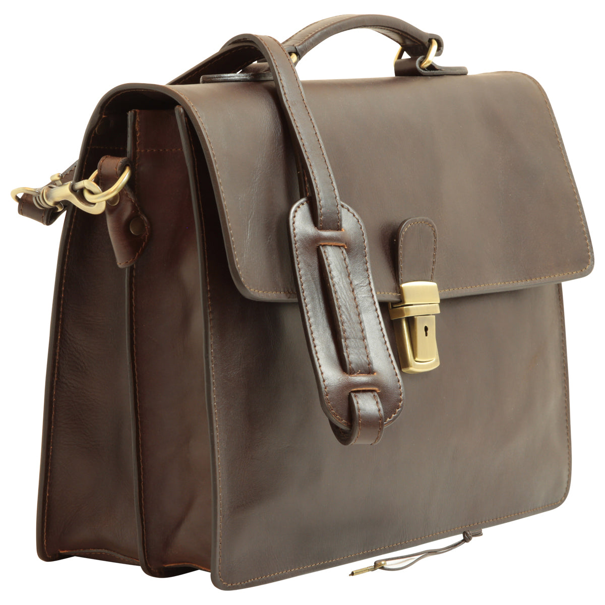 Leather Laptop Briefcase - Dark Brown