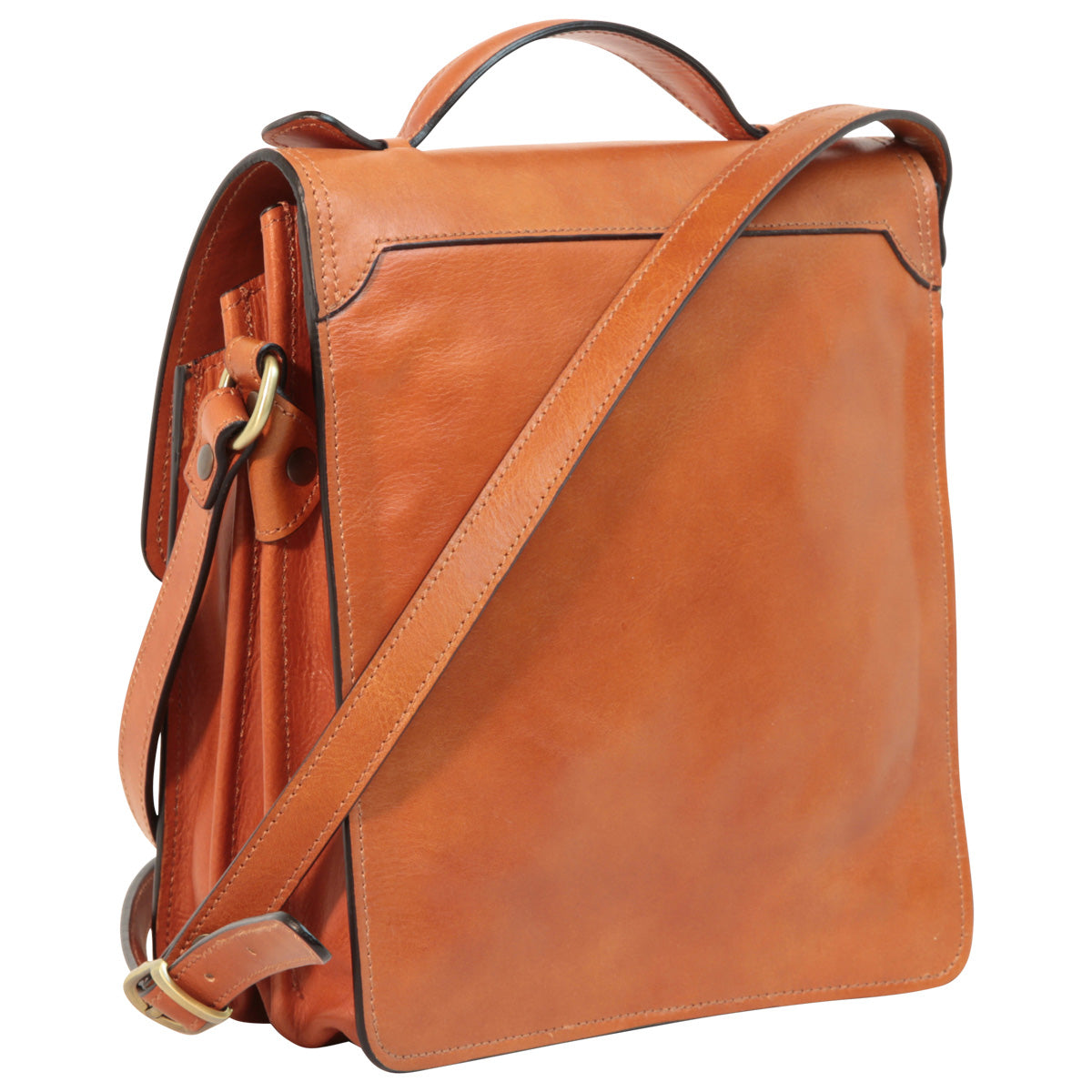 Leather Cross Body Satchel Bag - Brown Colonial