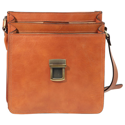 Leather Cross Body Satchel Bag - Brown Colonial