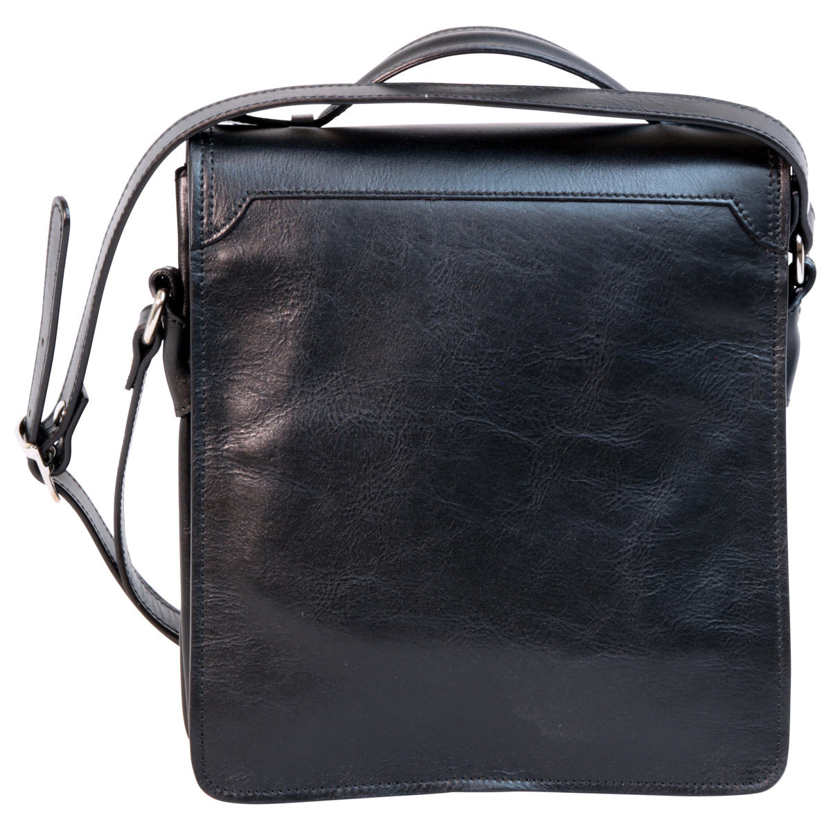 Leather Cross Body Satchel Bag - Black
