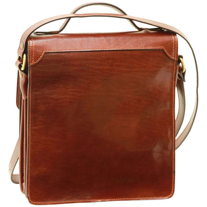 Leather Cross Body Satchel Bag - Brown