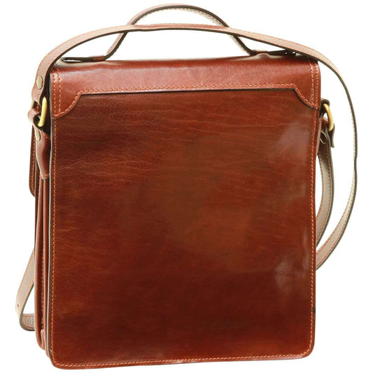 Leather Cross Body Satchel Bag - Brown