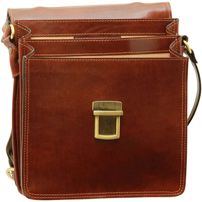 Leather Cross Body Satchel Bag - Brown