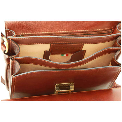 Leather Cross Body Satchel Bag - Brown