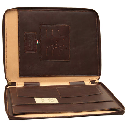 Cowhide Leather Portfolio - Dark Brown