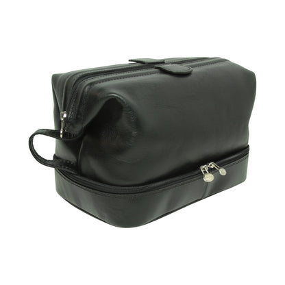 Leather Washbag - Black