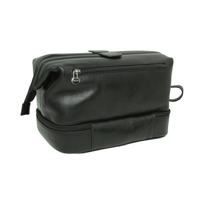Leather Washbag - Black